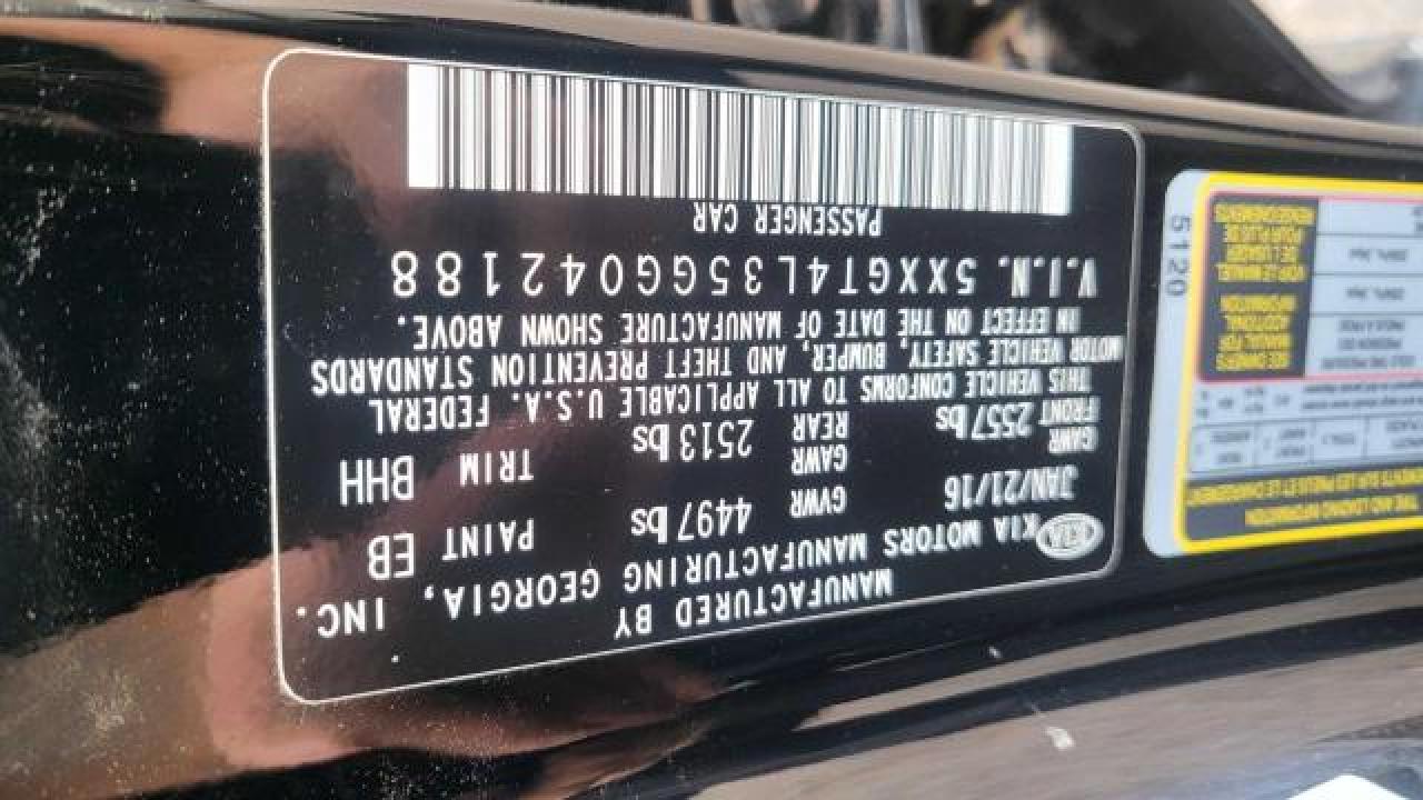 2016 Kia Optima Lx VIN: 5XXGT4L35GG042188 Lot: 73172444