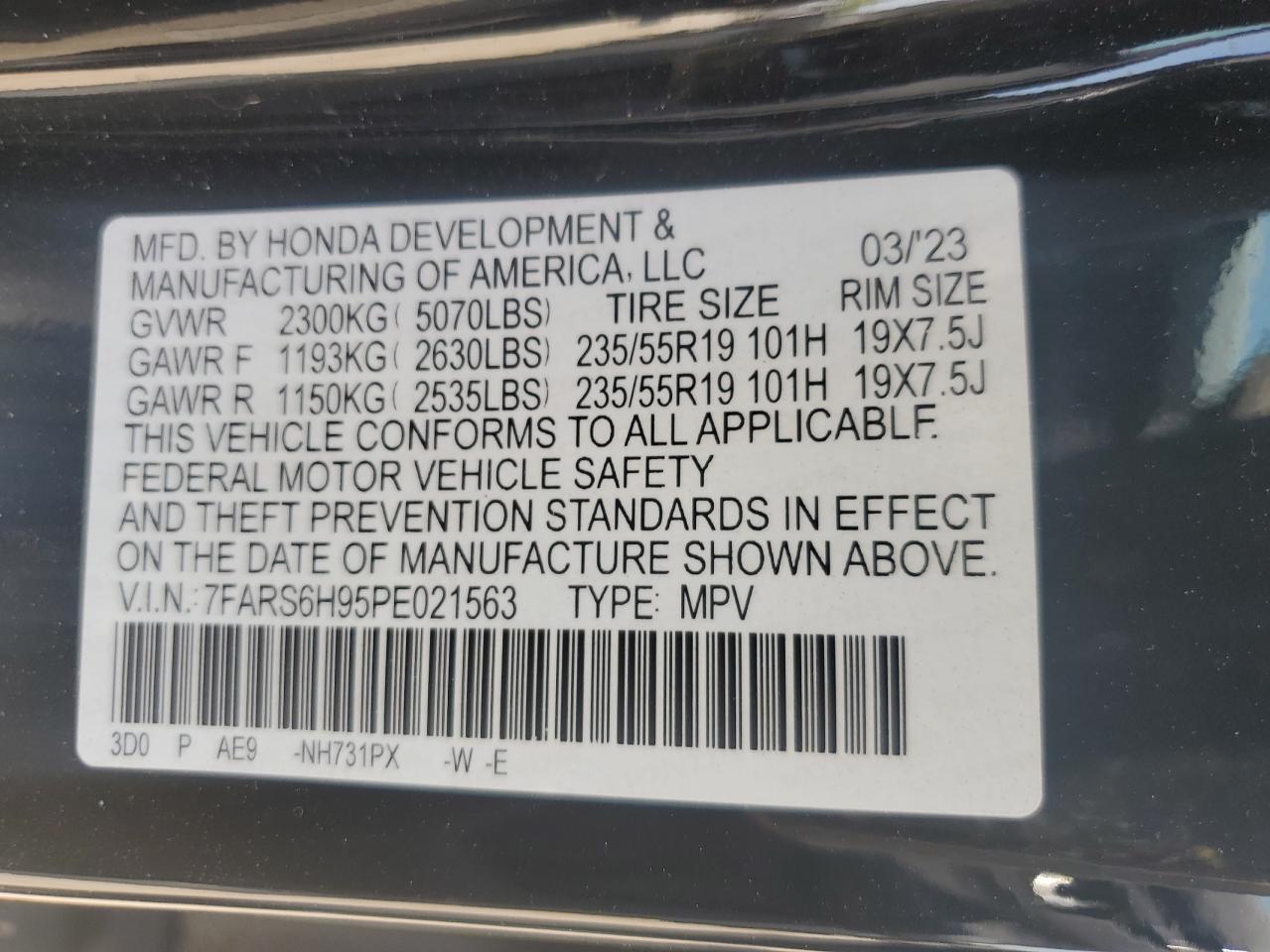 7FARS6H95PE021563 2023 Honda Cr-V Sport Touring