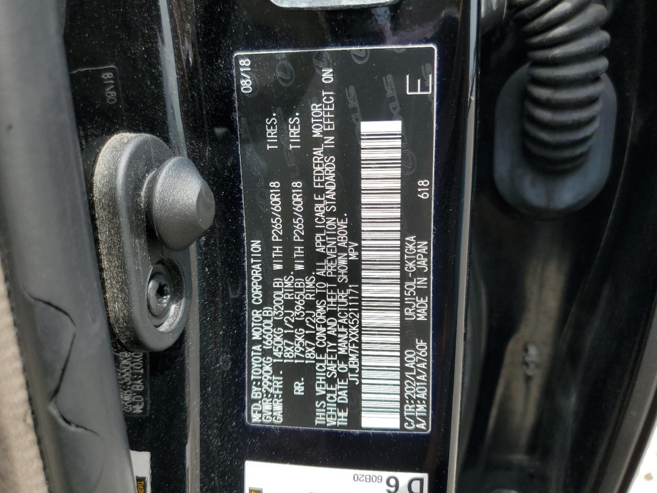 JTJBM7FXXK5211171 2019 Lexus Gx 460