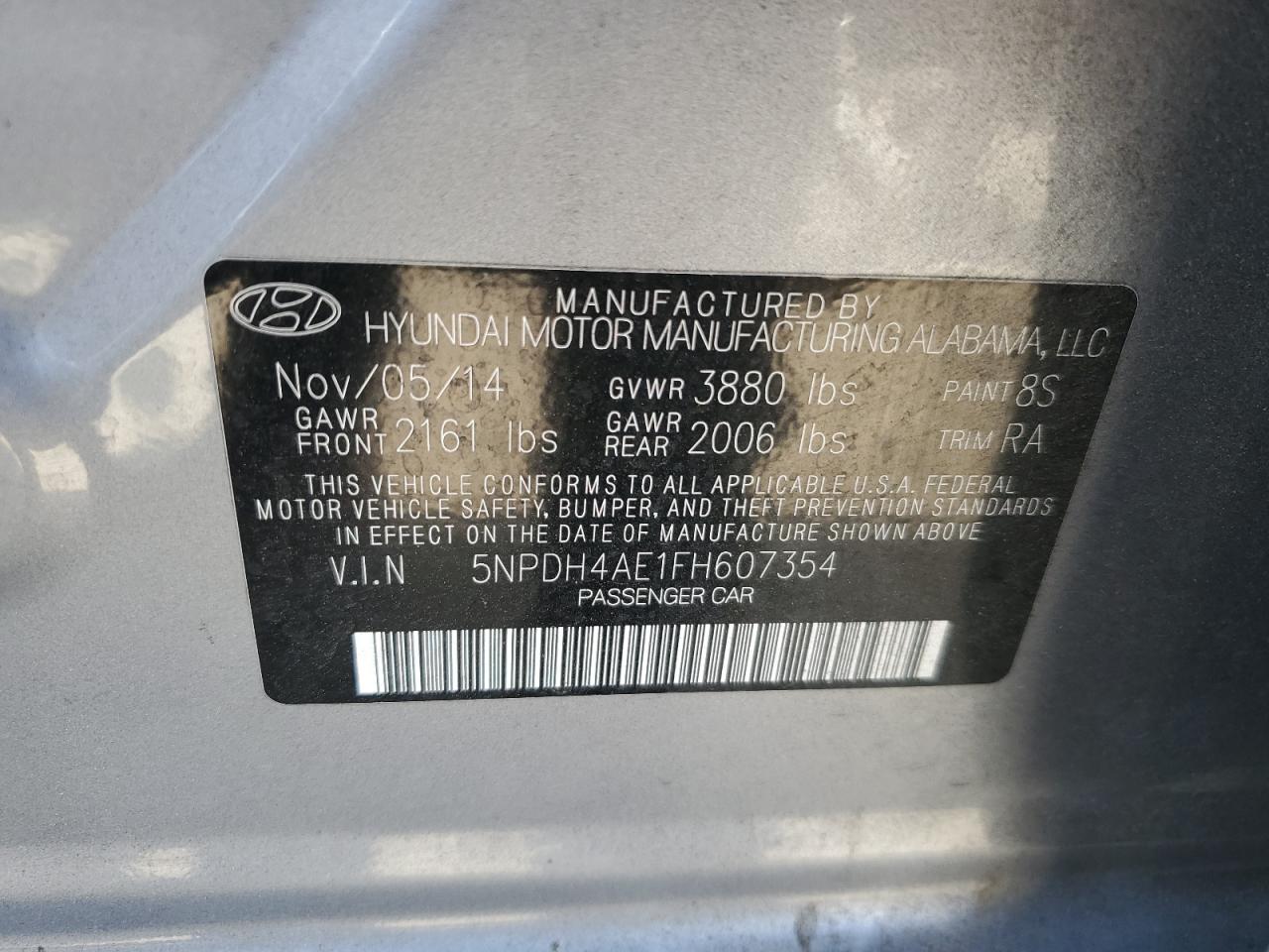 5NPDH4AE1FH607354 2015 HYUNDAI ELANTRA - Image 12