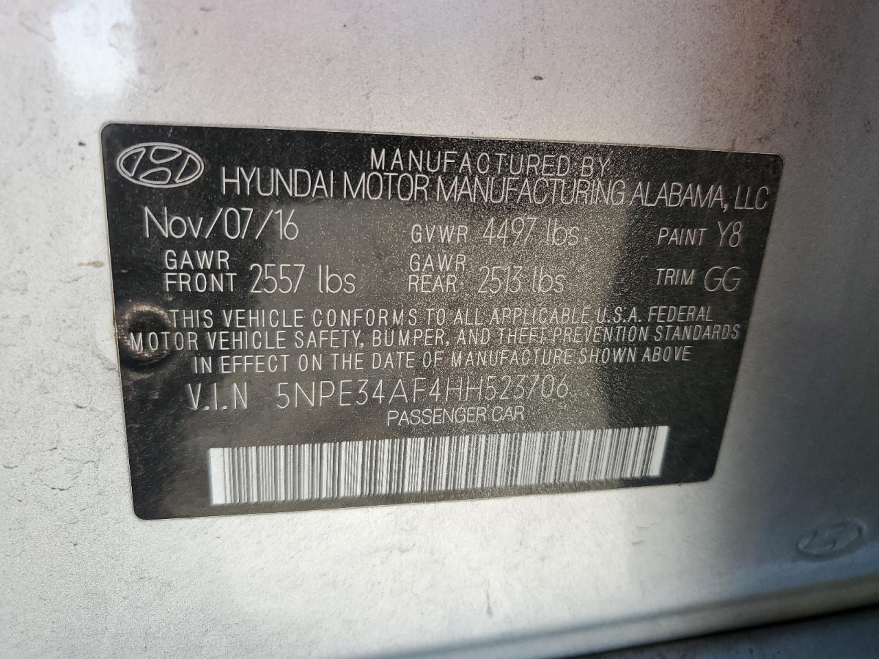 5NPE34AF4HH523706 2017 Hyundai Sonata Sport