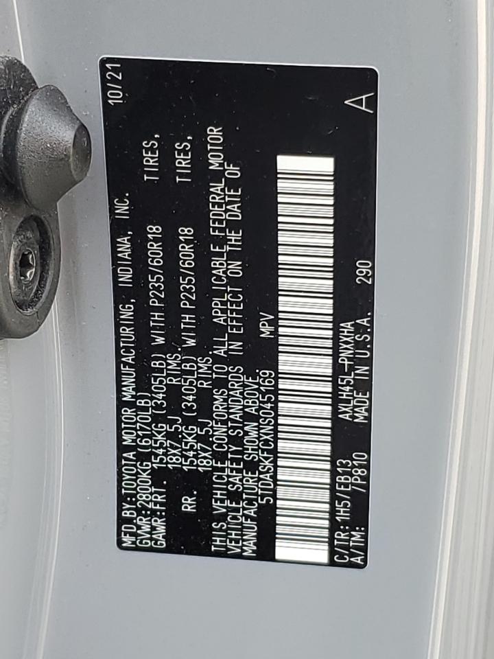 5TDASKFCXNS045169 2022 Toyota Sienna Xle