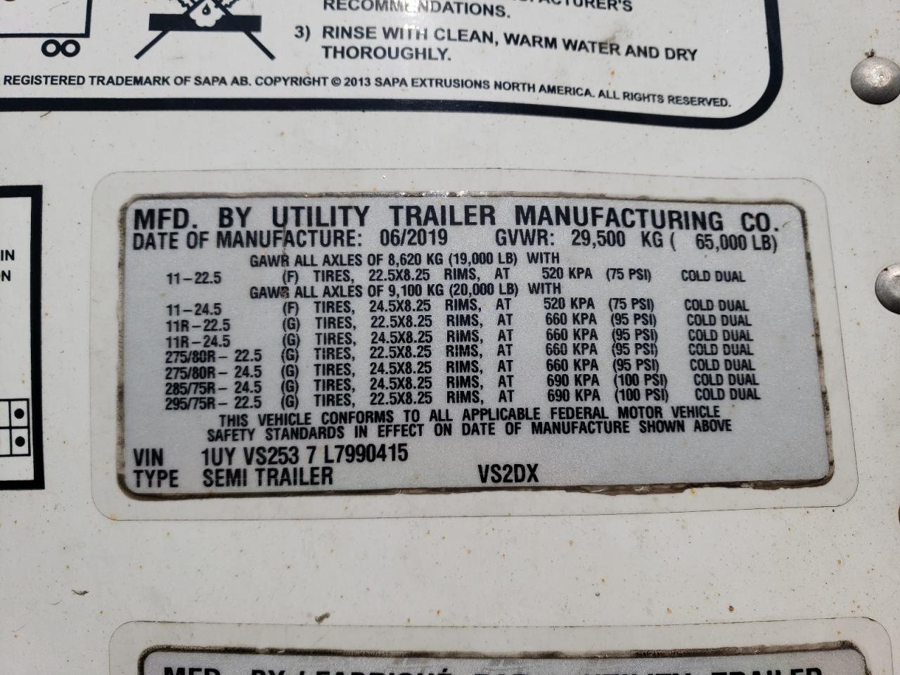 1UYVS2537L7990415 2020 Utility Trailer