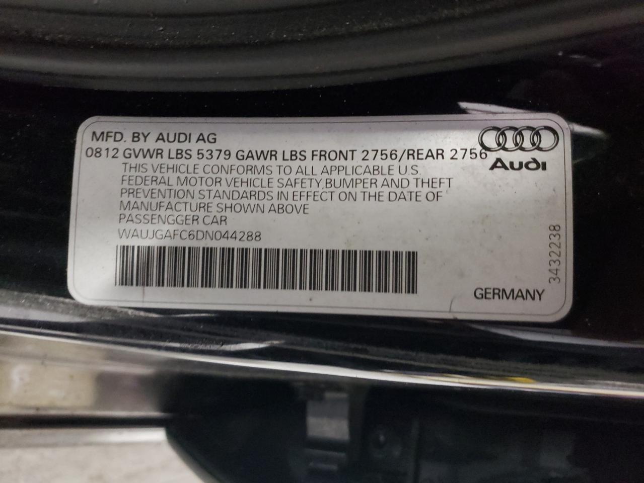 WAUJGAFC6DN044288 2013 Audi A6 Prestige