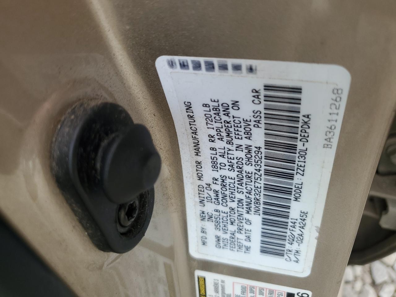 2005 Toyota Corolla Ce VIN: 1NXBR32E75Z435294 Lot: 72451424