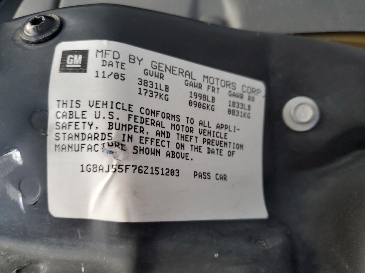 1G8AJ55F76Z151203 2006 Saturn Ion Level 2