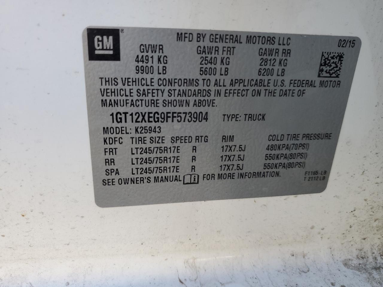 1GT12XEG9FF573904 2015 GMC Sierra K2500 Heavy Duty