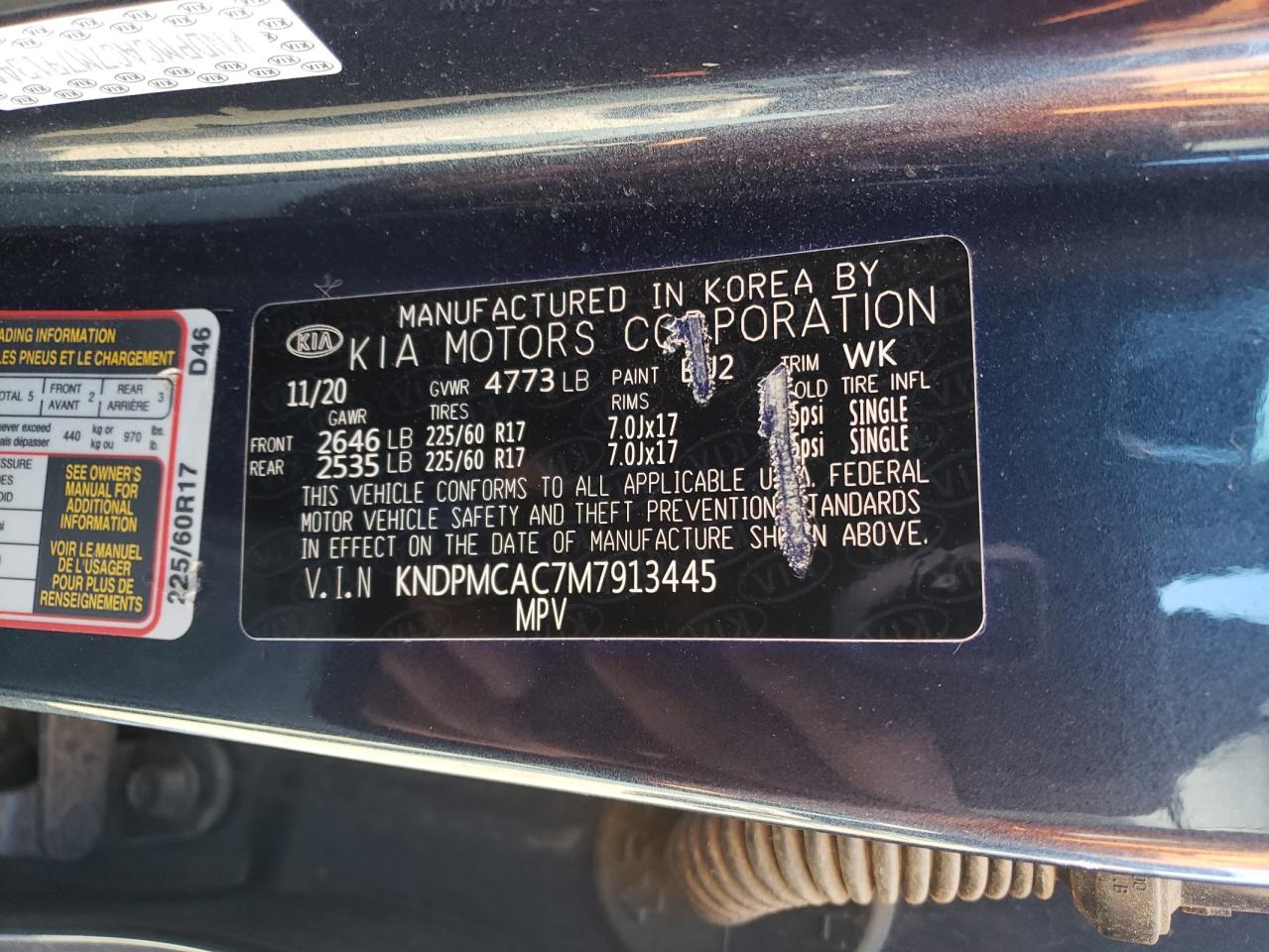 KNDPMCAC7M7913445 2021 Kia Sportage Lx