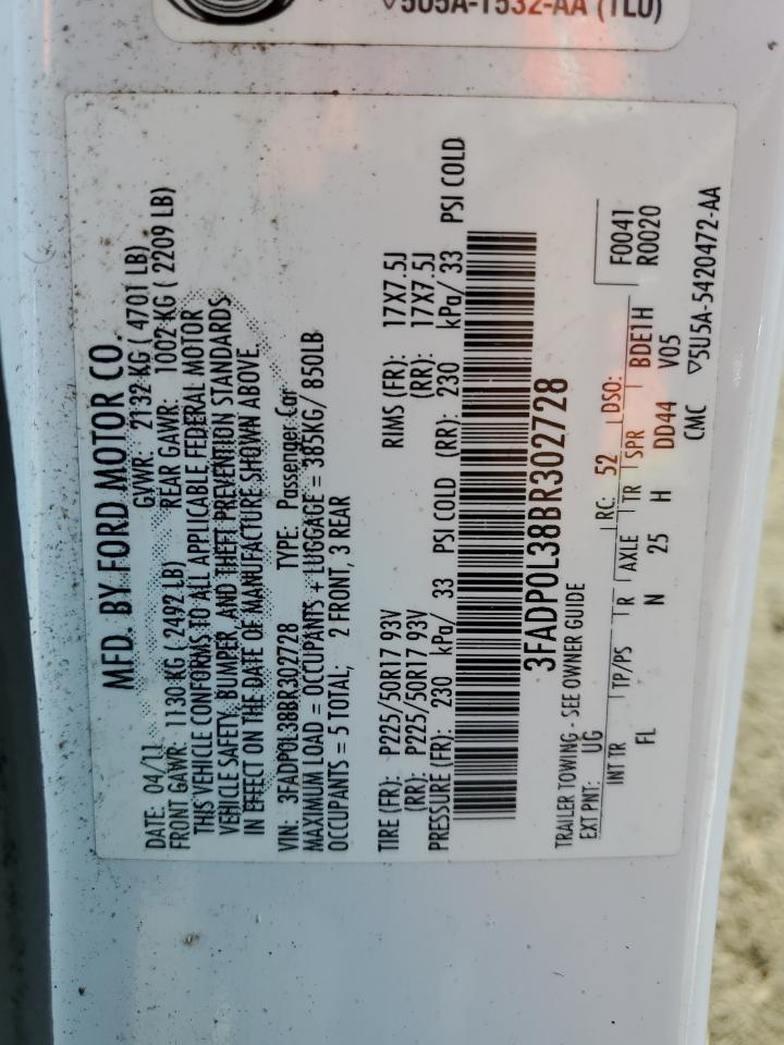 2011 Ford Fusion Hybrid VIN: 3FADP0L38BR302728 Lot: 71970574