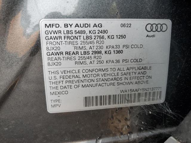 WA15AAFY5N2137771 Audi Q5 SPORTBA 13