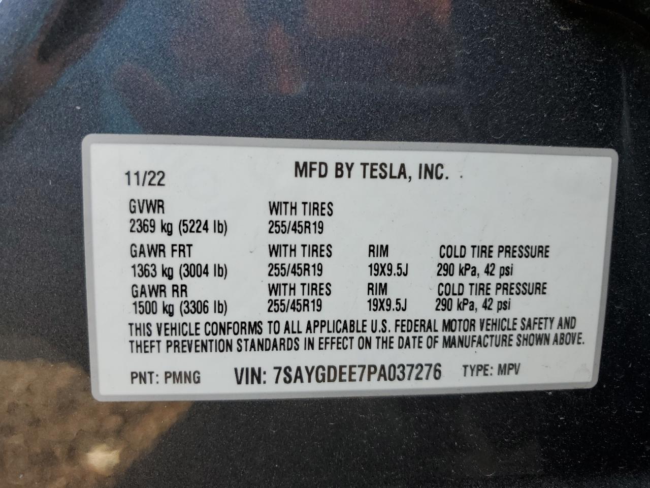 7SAYGDEE7PA037276 2023 Tesla Model Y