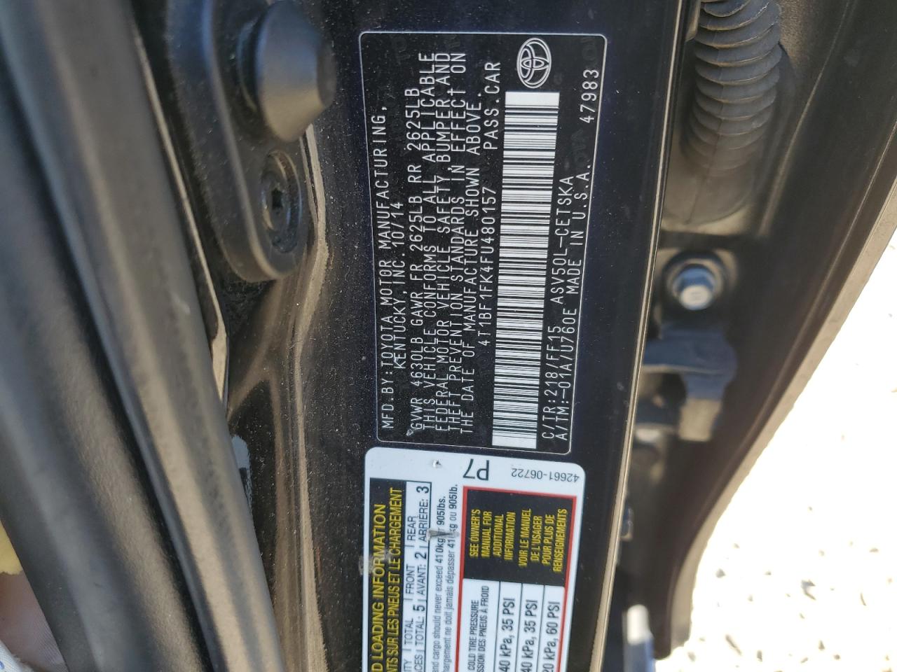 4T1BF1FK4FU480157 2015 Toyota Camry Le