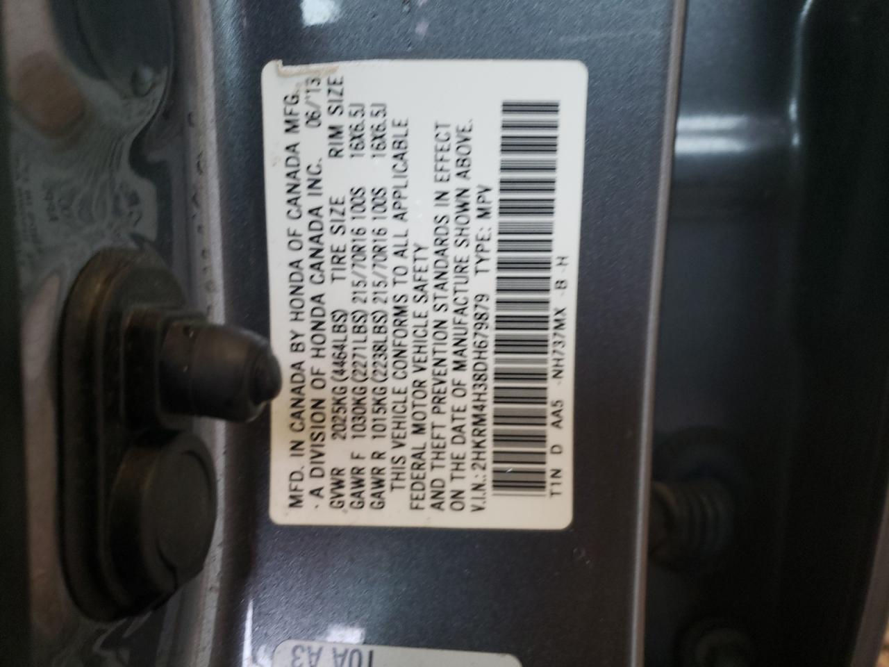 2HKRM4H38DH679879 2013 Honda Cr-V Lx