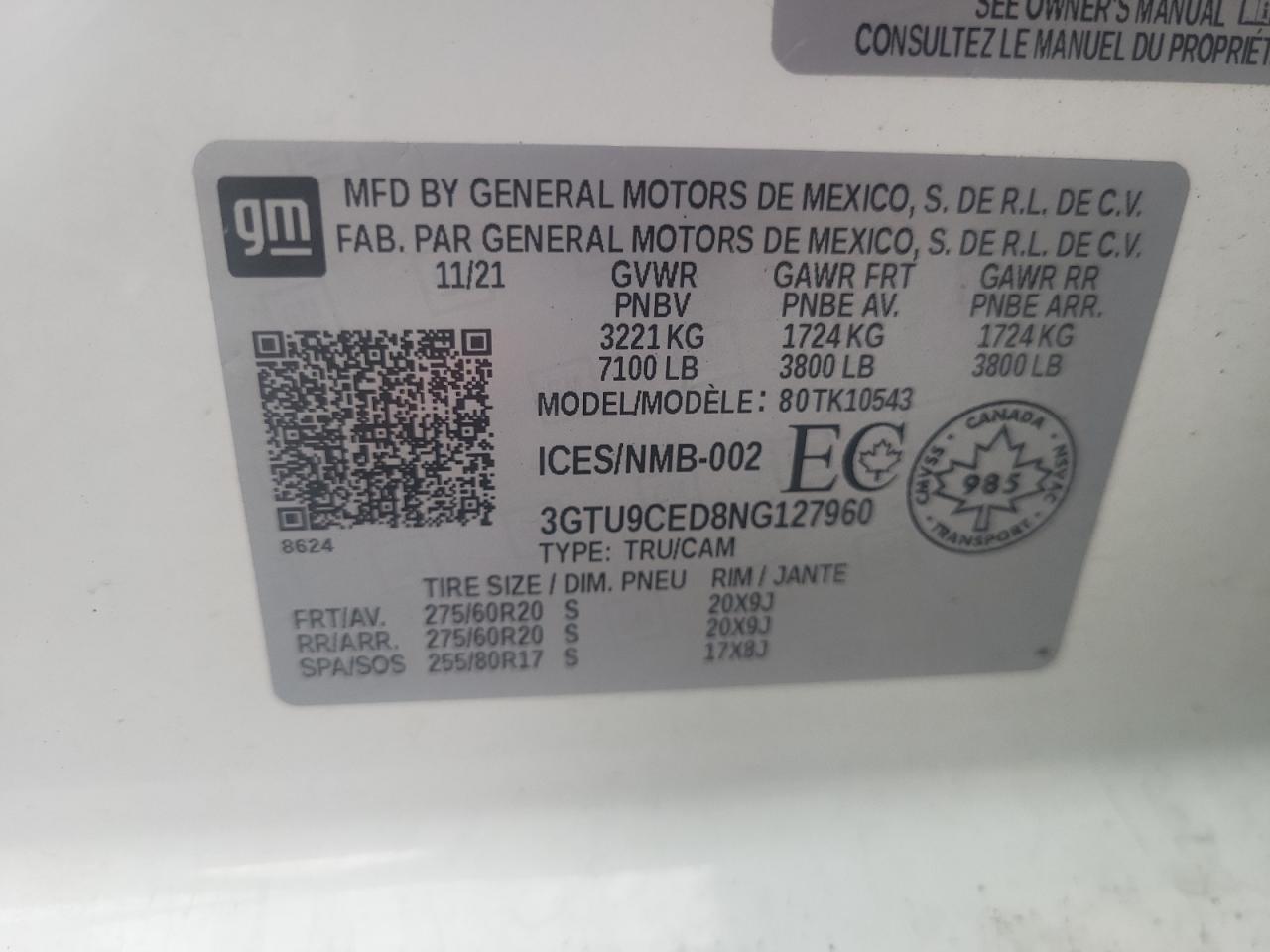 3GTU9CED8NG127960 2022 GMC Sierra Limited K1500 Elevation