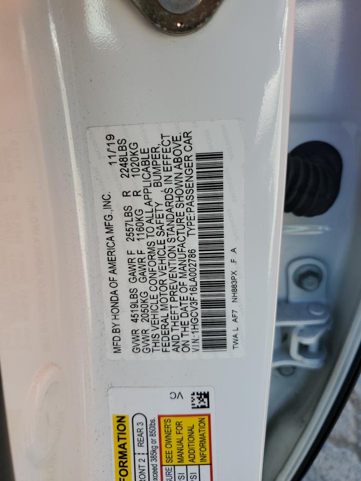 1HGCV3F16LA002786 2020 Honda Accord Hybrid