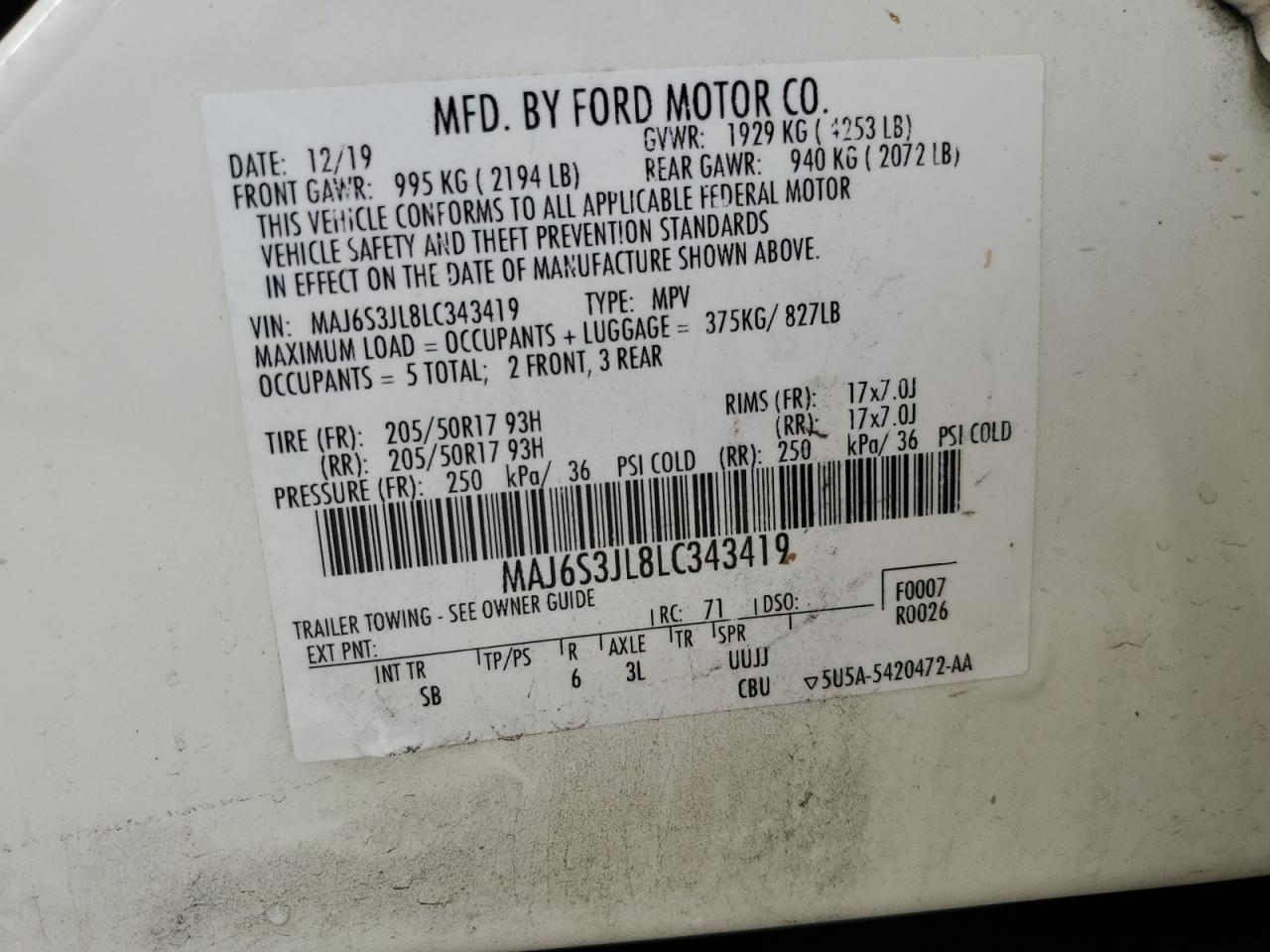 MAJ6S3JL8LC343419 2020 Ford Ecosport Ses