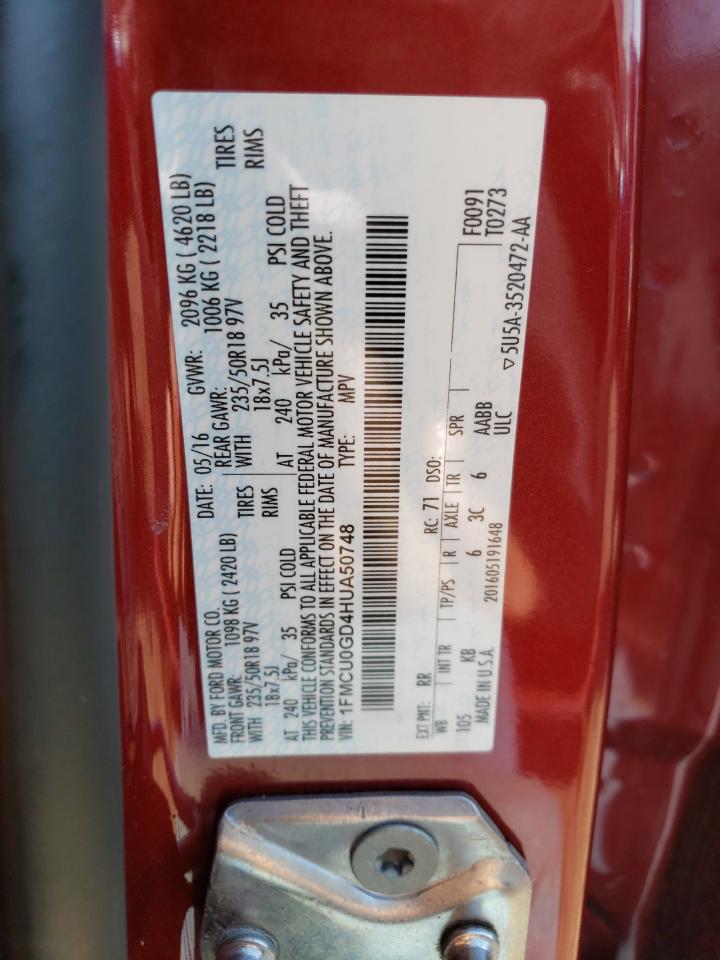 1FMCU0GD4HUA50748 2017 Ford Escape Se