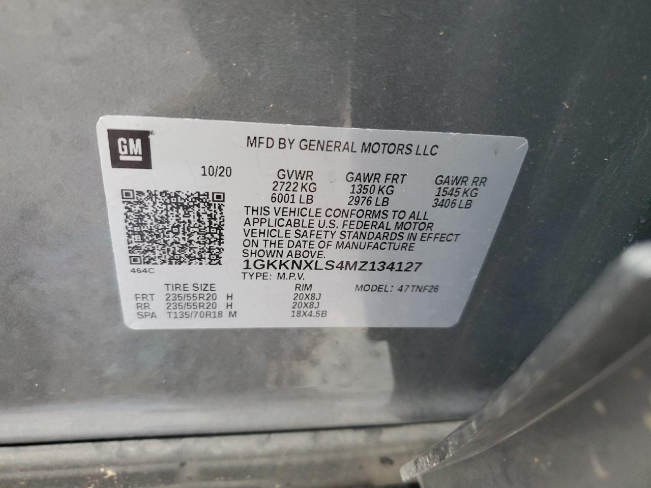 1GKKNXLS4MZ134127 2021 GMC Acadia Denali