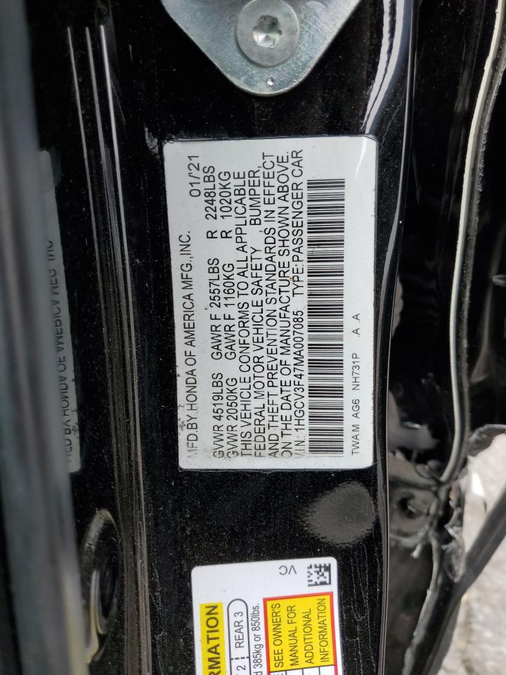 1HGCV3F47MA007085 2021 Honda Accord Hybrid Ex