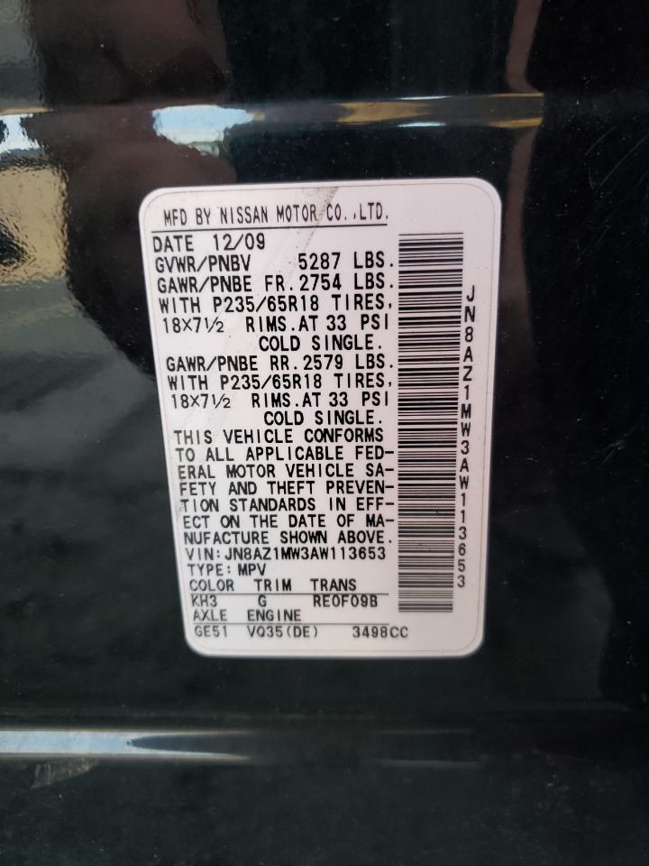 2010 Nissan Murano S VIN: JN8AZ1MW3AW113653 Lot: 70451264