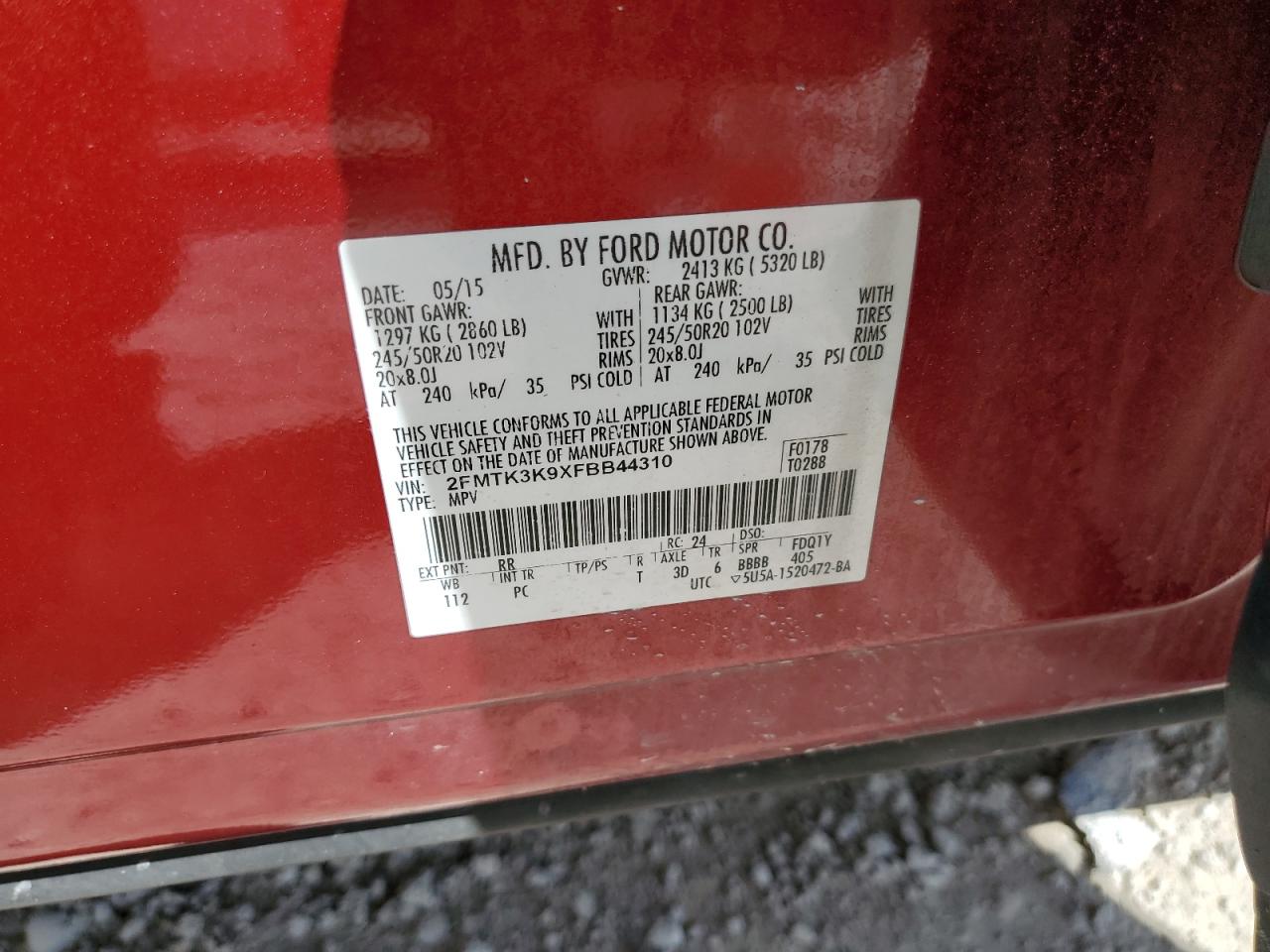 2FMTK3K9XFBB44310 2015 FORD EDGE - Image 14