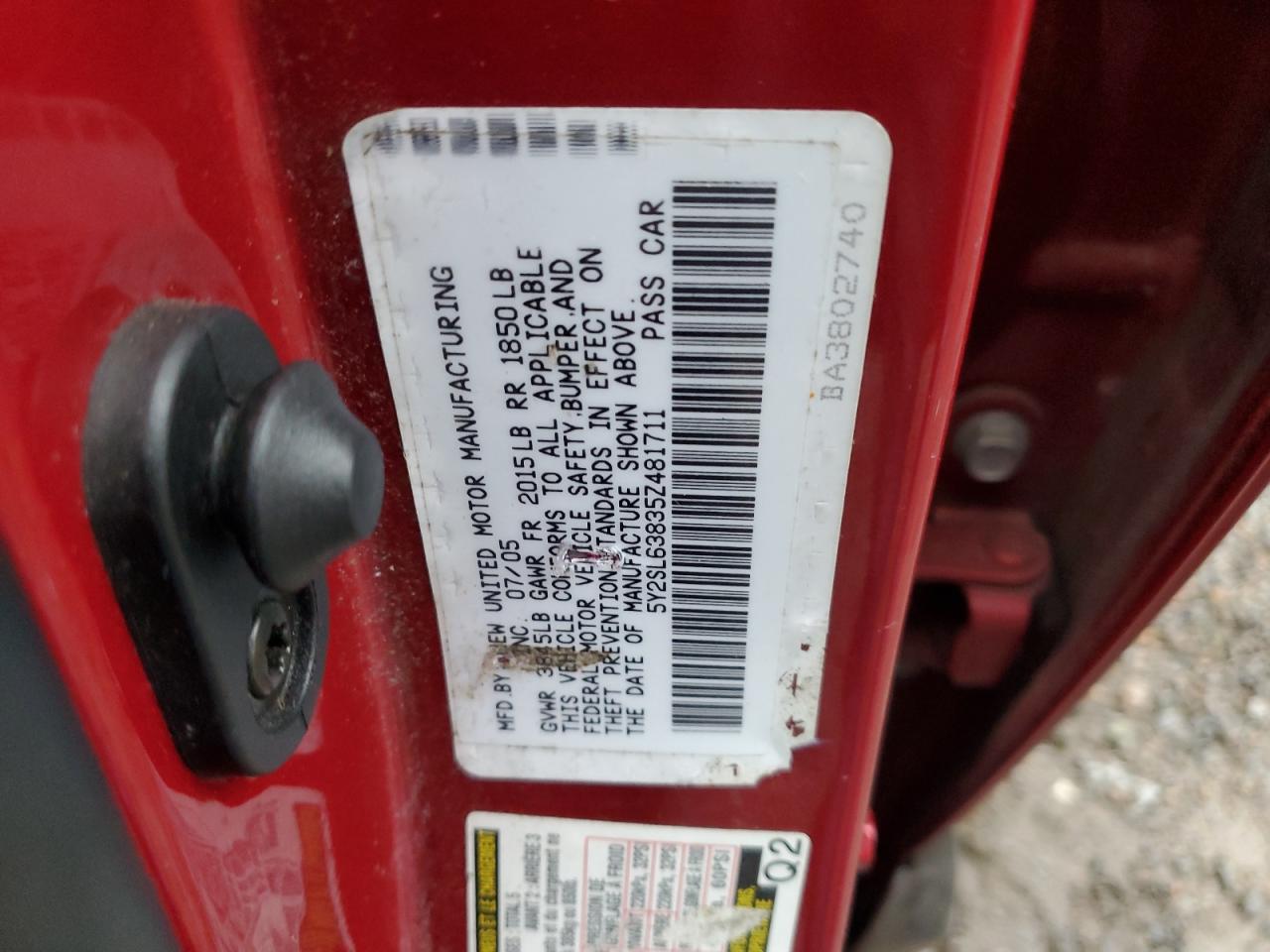 2005 Pontiac Vibe VIN: 5Y2SL63835Z481711 Lot: 73271604