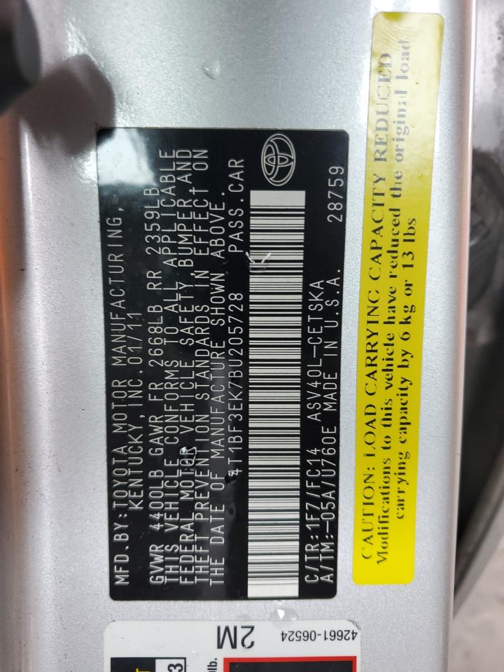 4T1BF3EK7BU205728 2011 Toyota Camry Base