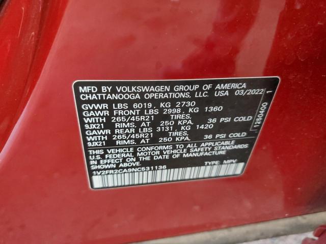 1V2FR2CA9NC531136 Volkswagen Atlas SEL 14