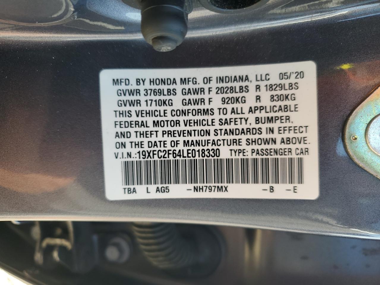 19XFC2F64LE018330 2020 Honda Civic Lx