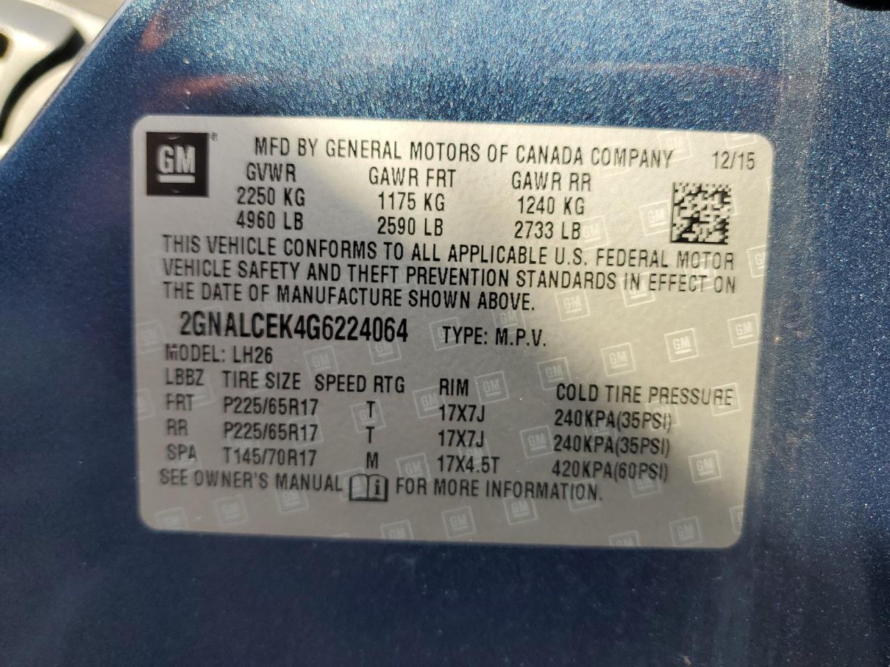 2GNALCEK4G6224064 2016 CHEVROLET EQUINOX - Image 12