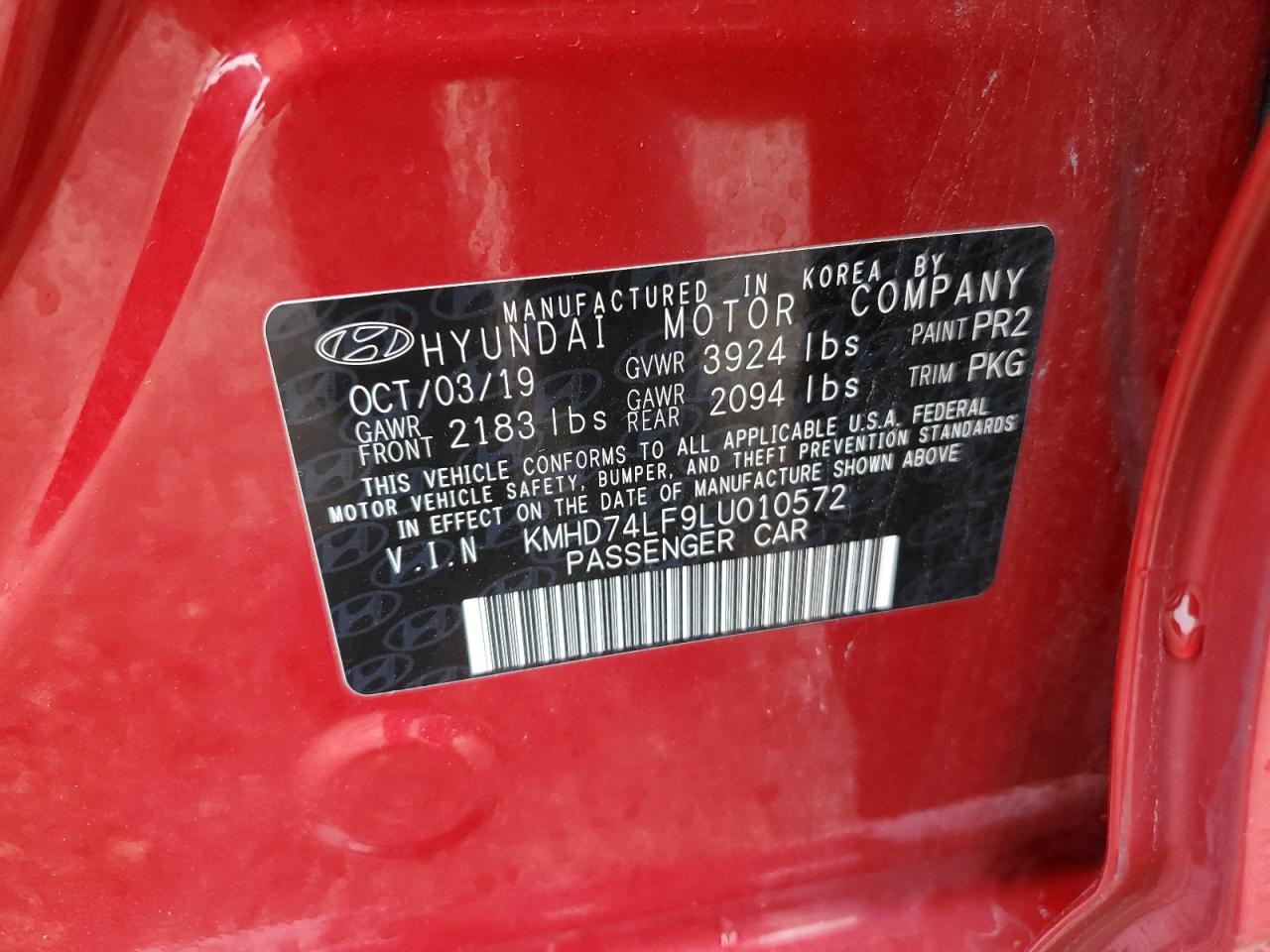 KMHD74LF9LU010572 2020 Hyundai Elantra Se