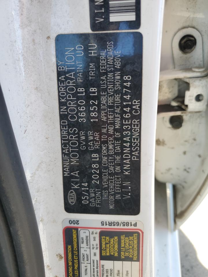 KNADN4A33E6414748 2014 Kia Rio Ex