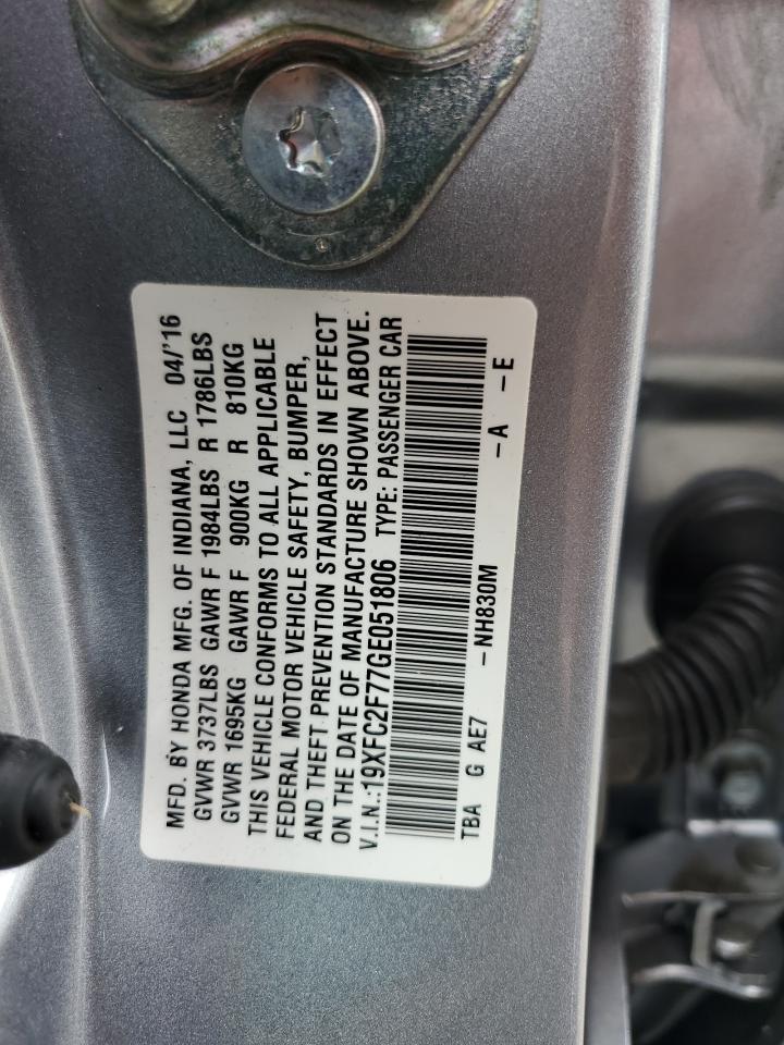 19XFC2F77GE051806 2016 Honda Civic Ex 19XFC2F77GE051806 2016 Honda Civic Ex