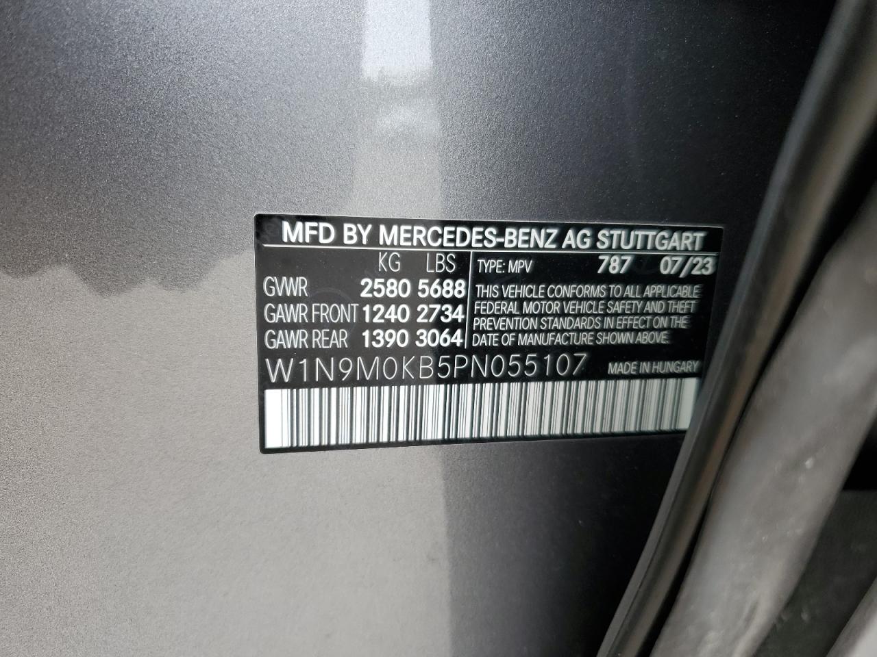 2023 Mercedes-Benz Eqb 300 4Matic VIN: W1N9M0KB5PN055107 Lot: 72688264