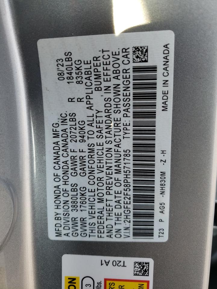 2HGFE2F58PH571785 2023 Honda Civic Sport