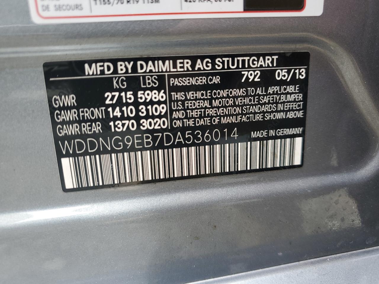 WDDNG9EB7DA536014 2013 Mercedes-Benz S 550 4Matic