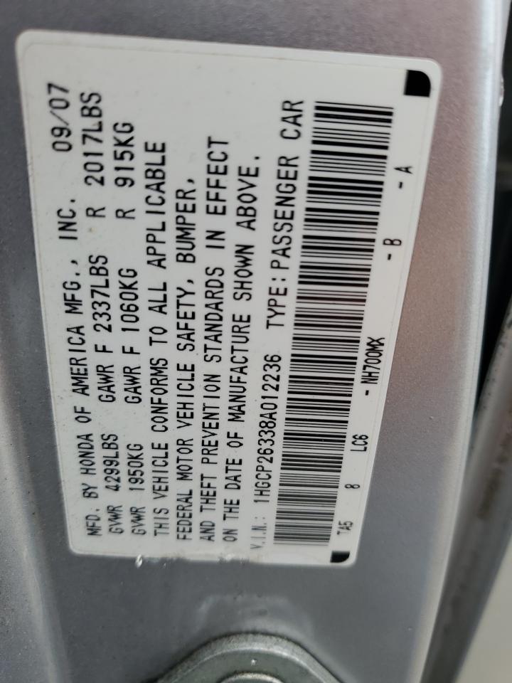 1HGCP26338A012236 2008 Honda Accord Lx