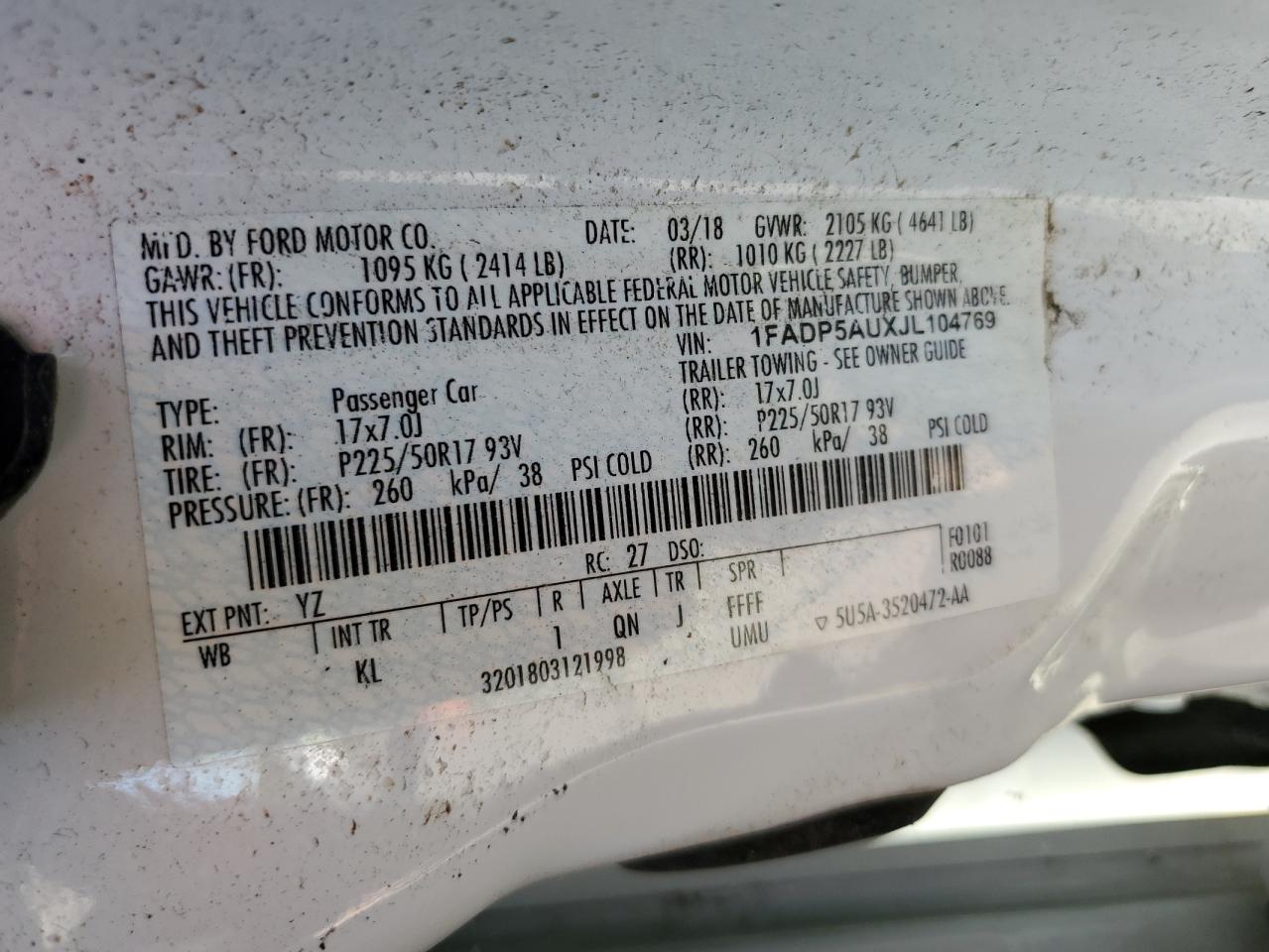 1FADP5AUXJL104769 2018 Ford C-Max Se