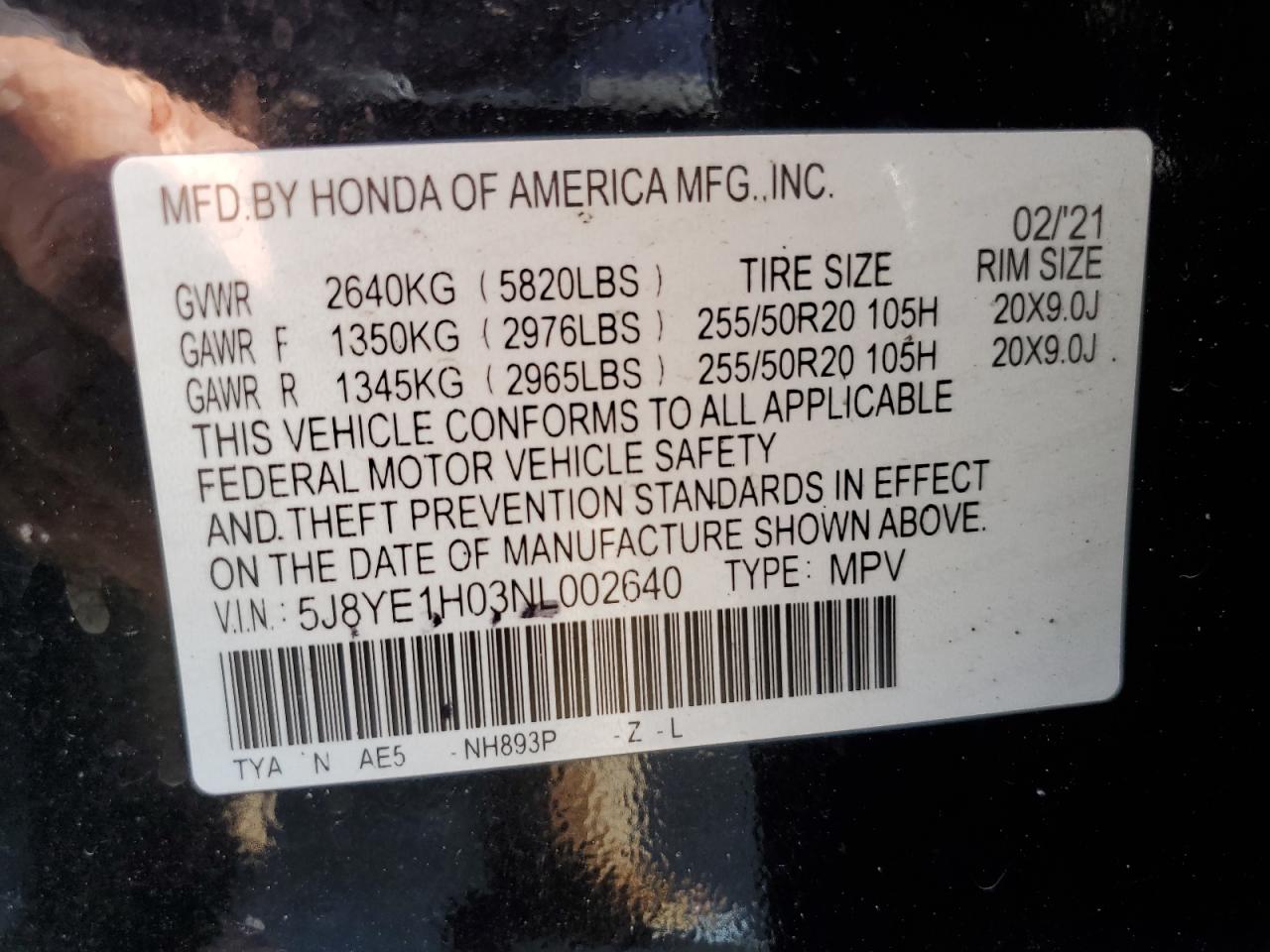 5J8YE1H03NL002640 2022 Acura Mdx A-Spec