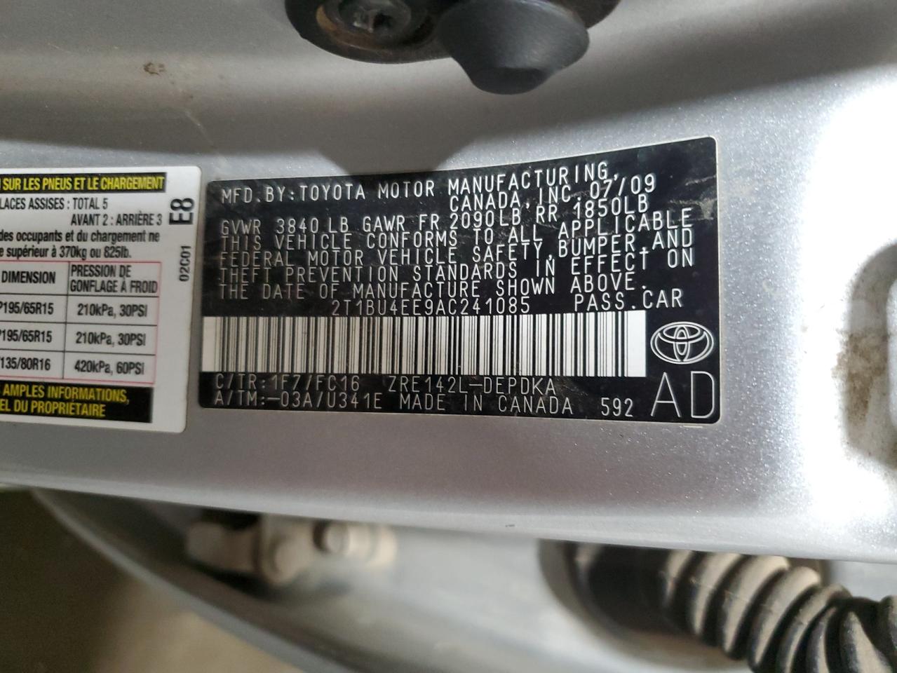 2T1BU4EE9AC241085 2010 Toyota Corolla Base