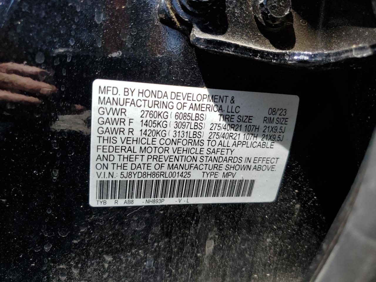 5J8YD8H86RL001425 2024 Acura Mdx Type S Advance