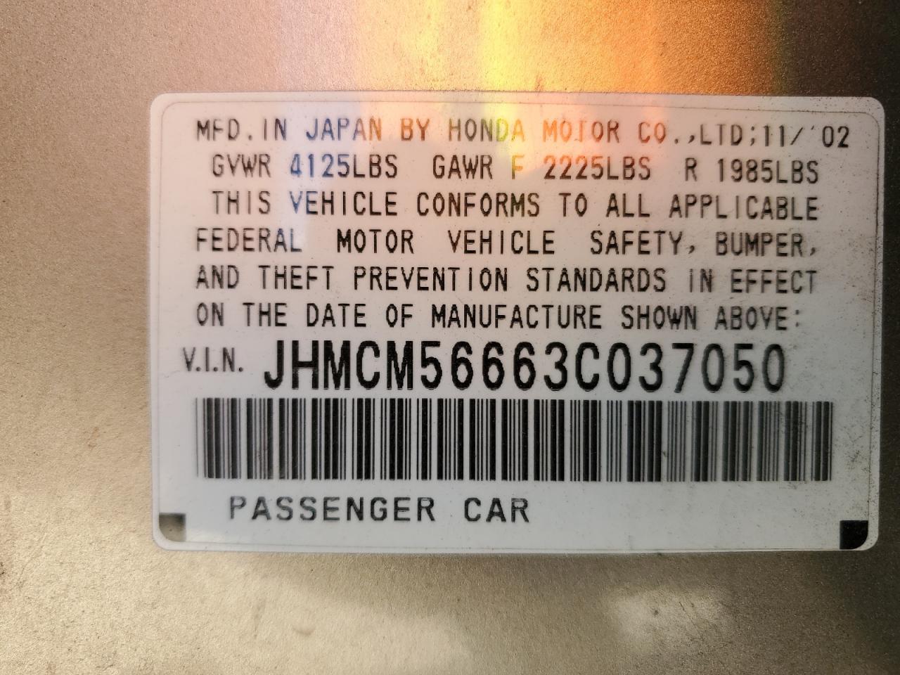 JHMCM56663C037050 2003 Honda Accord Ex