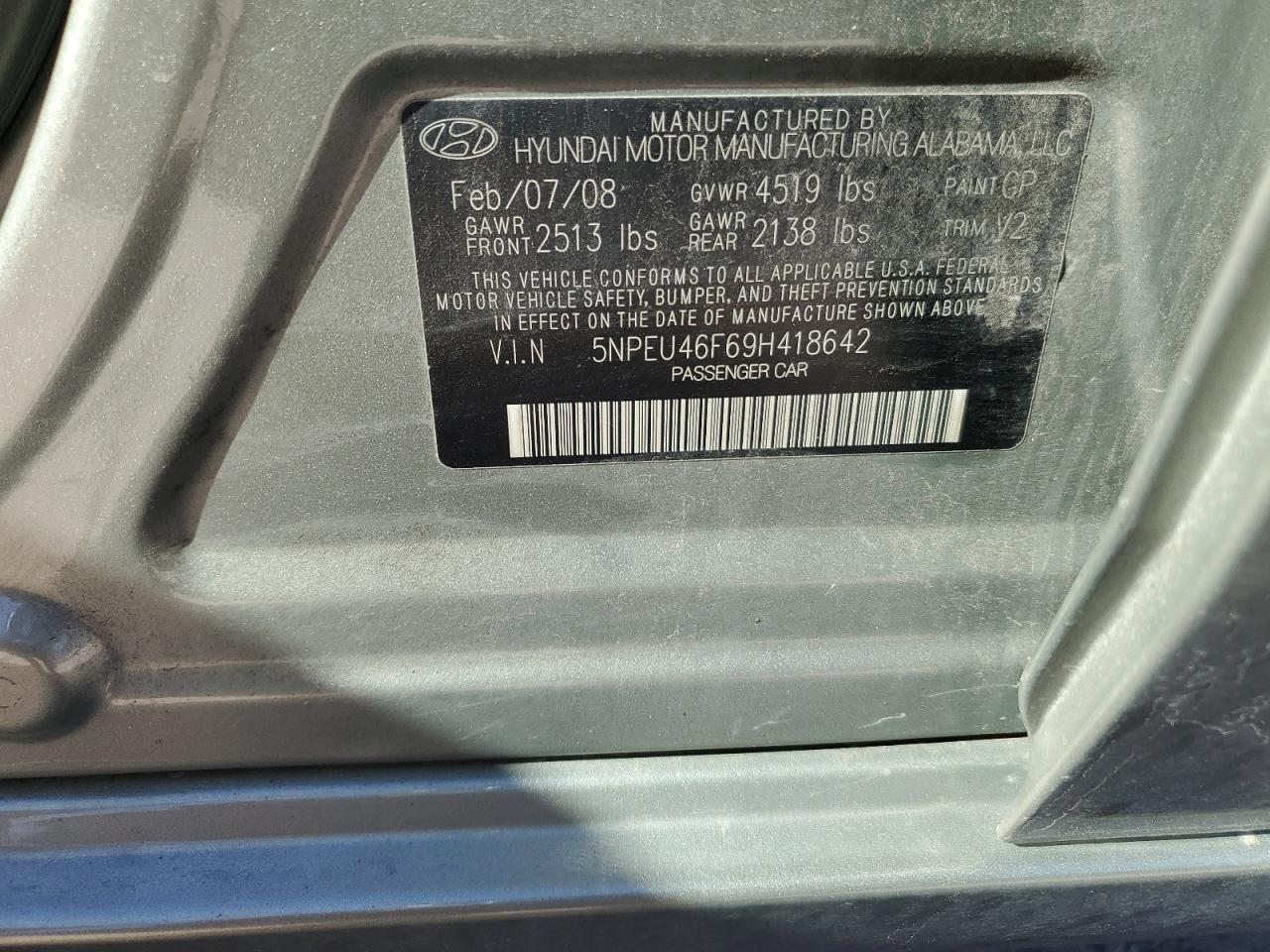 5NPEU46F69H418642 2009 Hyundai Sonata Se