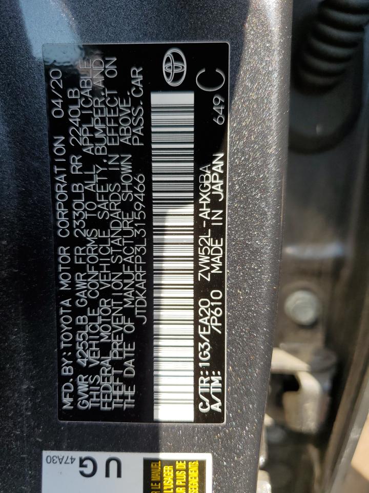 JTDKARFP3L3159466 2020 Toyota Prius Prime Le