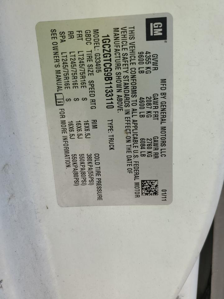 2011 Chevrolet Express G3500 VIN: 1GCZGTCG9B1133110 Lot: 70171234