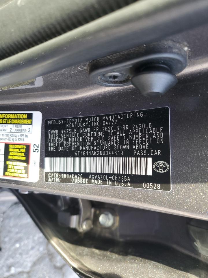 4T1G11AK3NU044619 2022 Toyota Camry Se