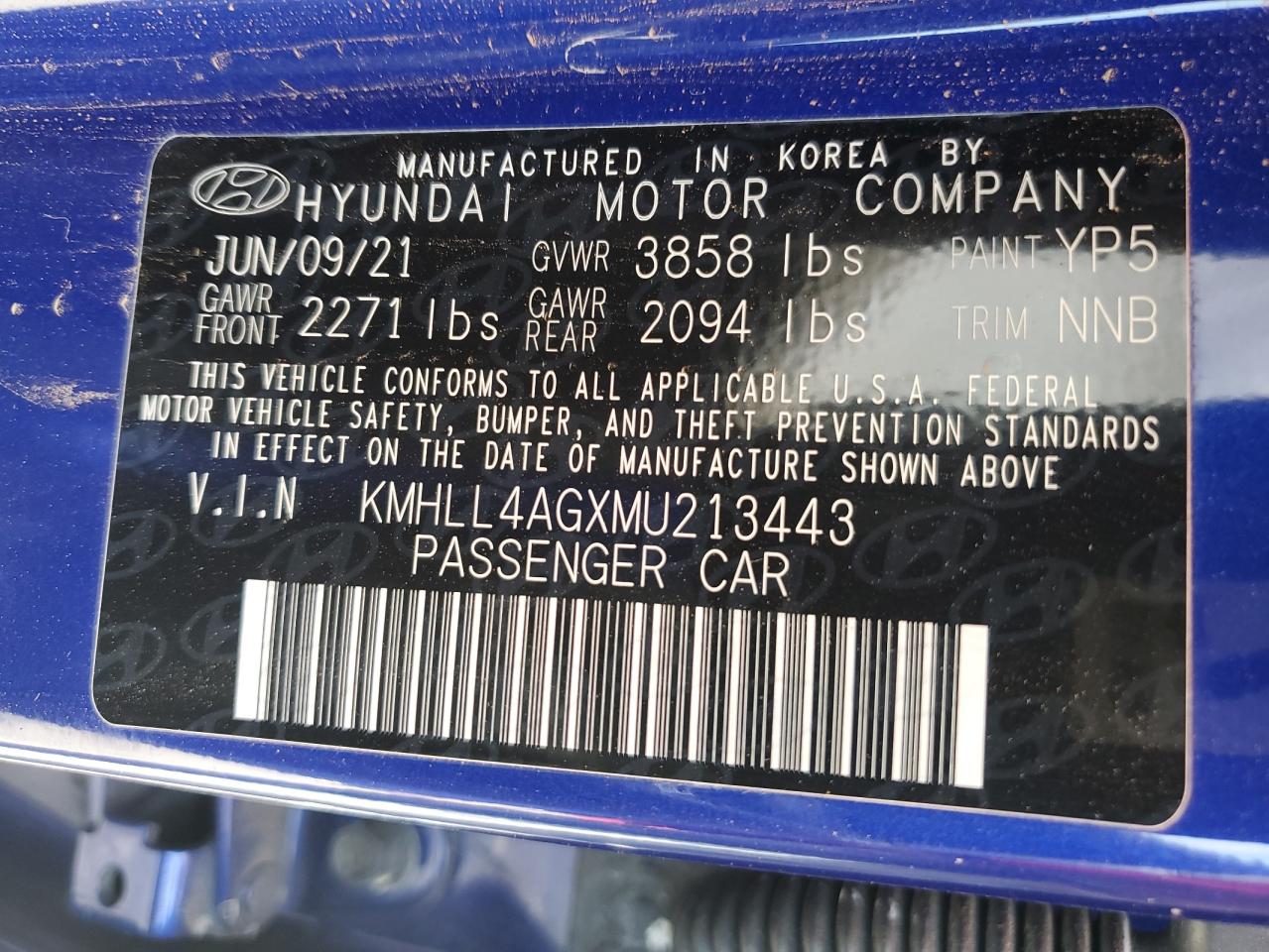 2021 Hyundai Elantra Se VIN: KMHLL4AGXMU213443 Lot: 71985314