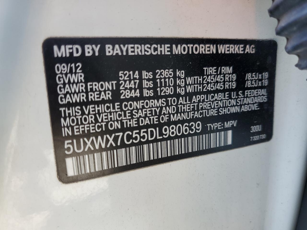 5UXWX7C55DL980639 2013 BMW X3 xDrive35I