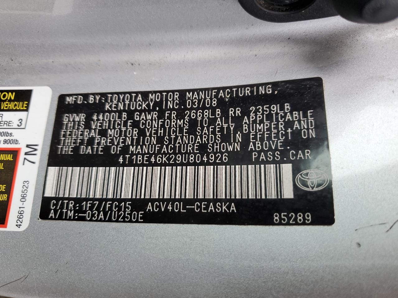 4T1BE46K29U804926 2009 Toyota Camry Base