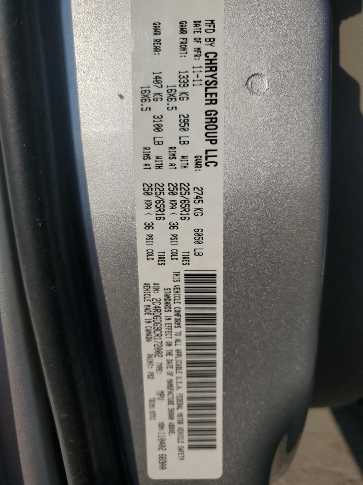 2C4RDGDG9CR172002 2012 Dodge Grand Caravan Crew